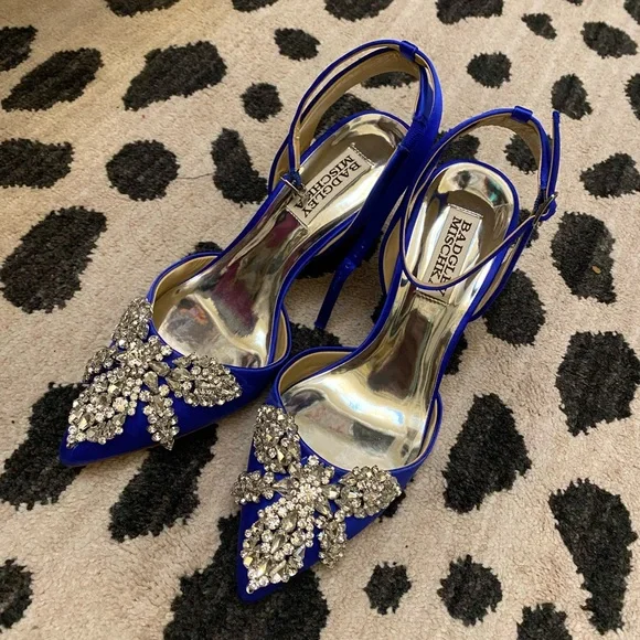 Blue satin embellished Badgley Mischka sandals - Picture 4 of 4